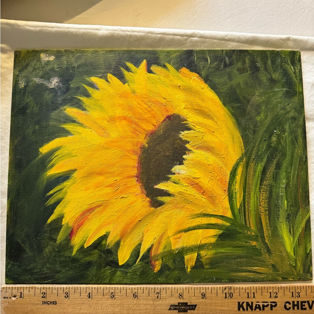 Sunflower Canvas Art - Yellow and Green